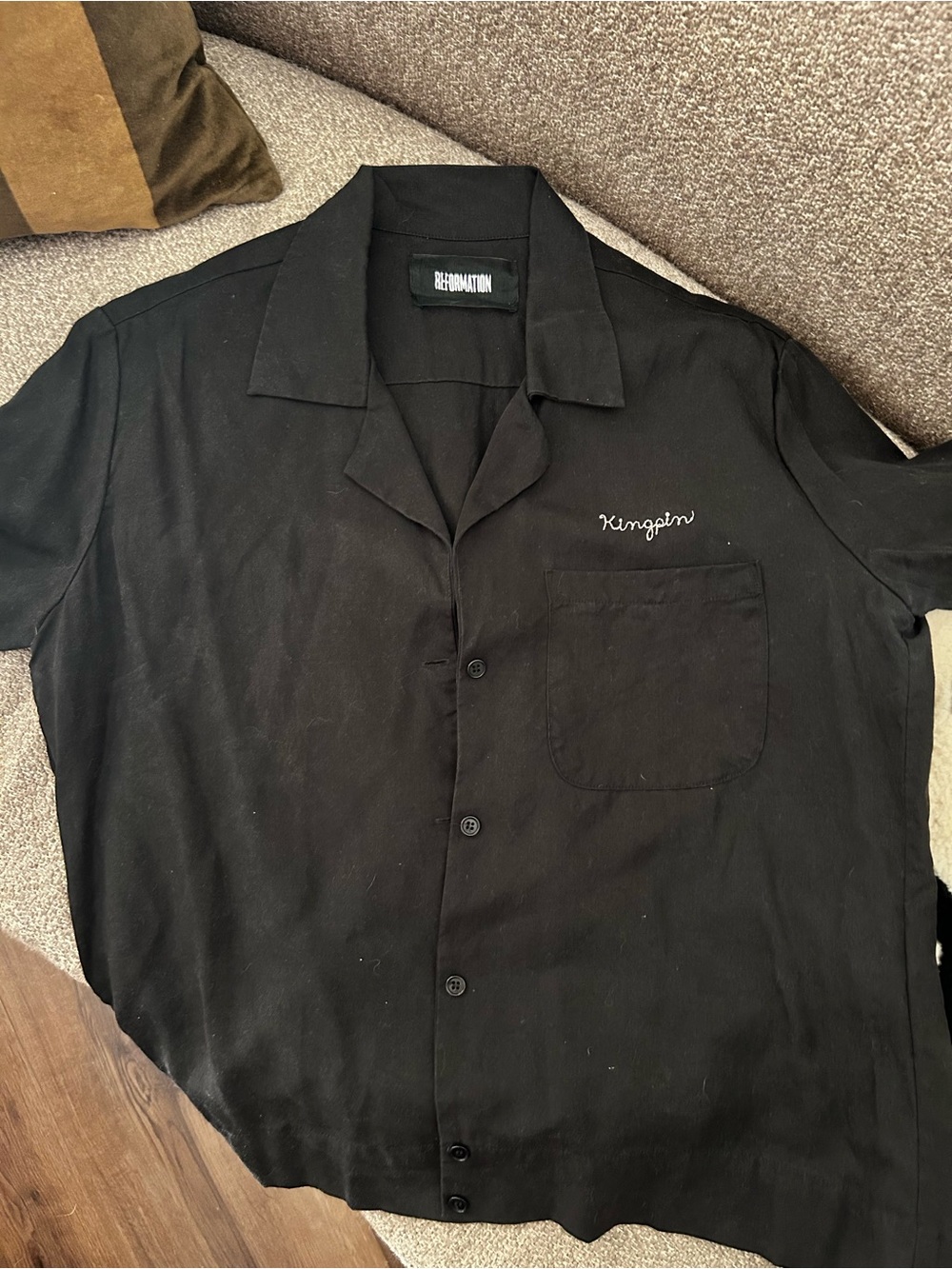 Reformation vintage inspired bowling shirt